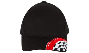 6 Panel Brush Cotton Cap Swoosh-Checks - Black/Red/White