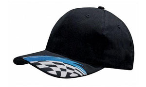6 Panel Brush Cotton Cap Swoosh-Checks - Black/Blue/White