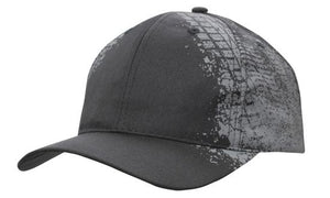 6 Panel BH Sports Twill Cap with Tire Print - Gray With Black