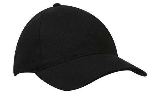 6 Panel Premium Brushed Cotton Cap - Black