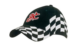 6 Panel HBC Chequered Flag Cap - Black With White