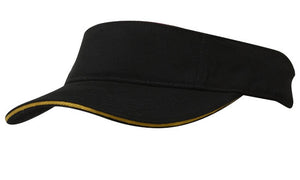 BHC Visor with Sandwich - Black With Gold