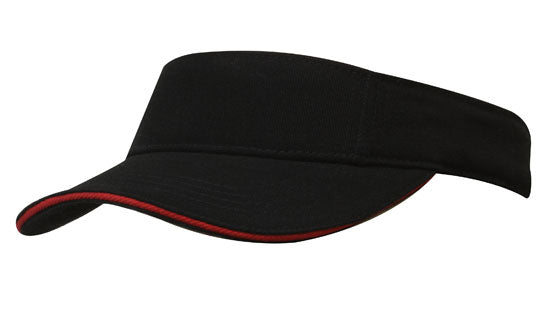 BHC Visor with Sandwich - Black With Red
