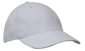 6 Panel Unstructured Heavy Brush Cotton Cap - White
