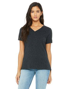 Bella + Canvas Ladies' Relaxed Triblend V-Neck T-Shirt - Chrc Blk Triblnd