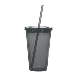 16 Oz. Newport Acrylic Tumbler With Straw - Translucent Charcoal