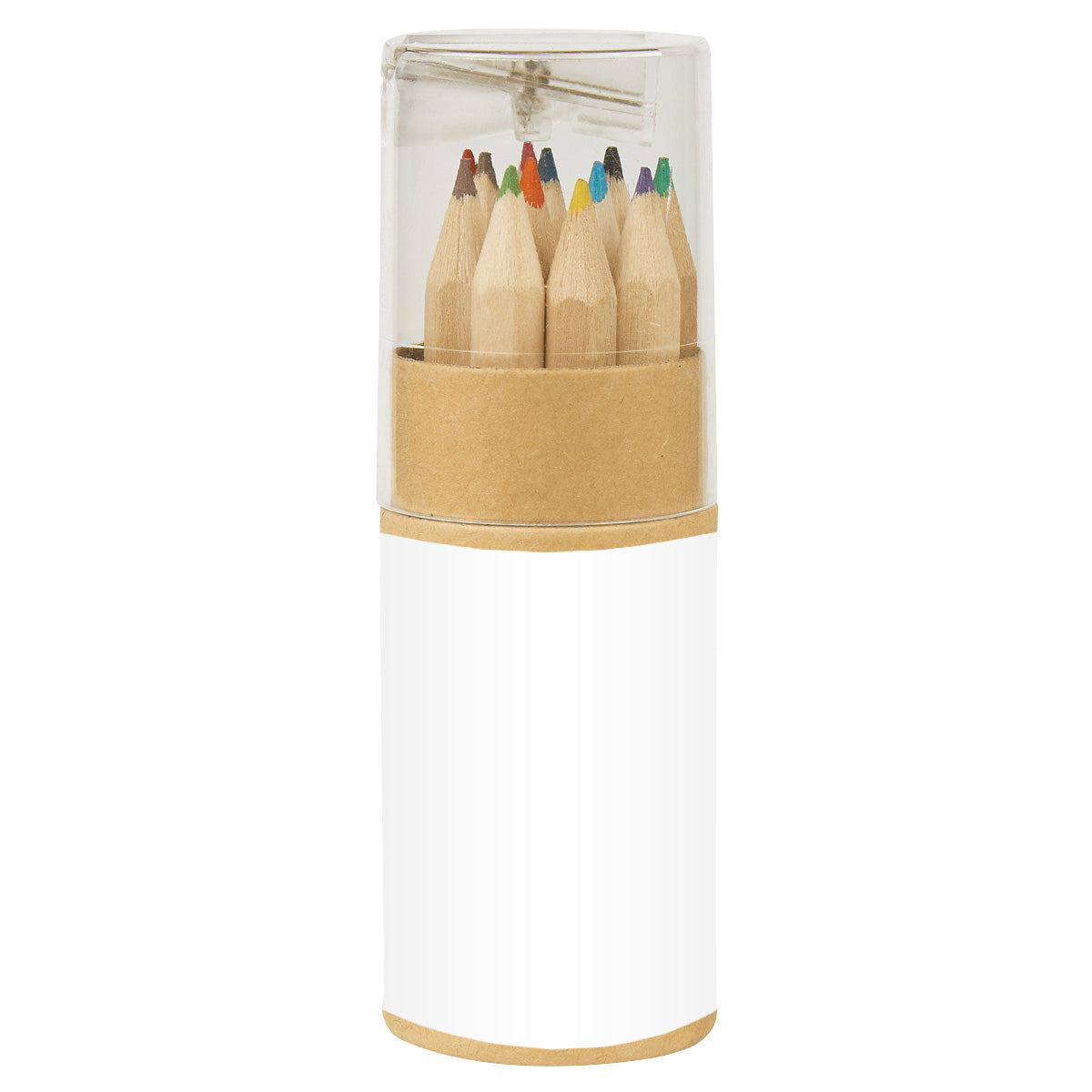 12-Piece Colored Pencil Set In Tube With Sharpener - Natural With Clear