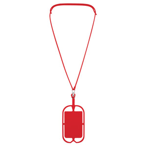 Silicone Lanyard With Phone Holder & Wallet - Red