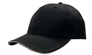 6 Panel Cap Breathable P-Twill with Sandwich - Custom Embroidered - HP_4009 - Black with White