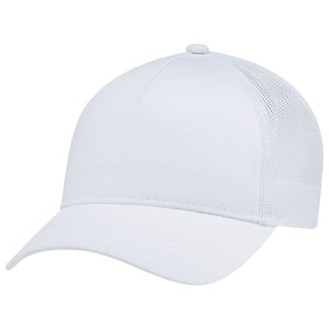 Constructed Full-Fit-Five Mesh Back Cap with Ponytail opening - White