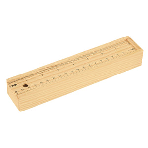 Colored Pencil Set In Wooden Ruler Box - Natural