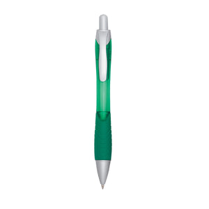 Rio Ballpoint Pen With Contoured Rubber Grip - Translucent Green