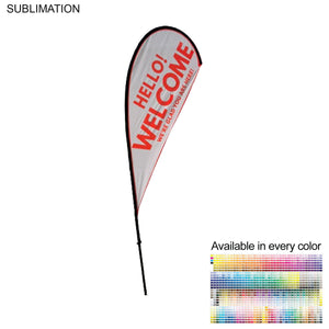 9' Small Tear Drop Flag Kit, Full Color Graphics, Outdoor Use Spike base and Bag Included