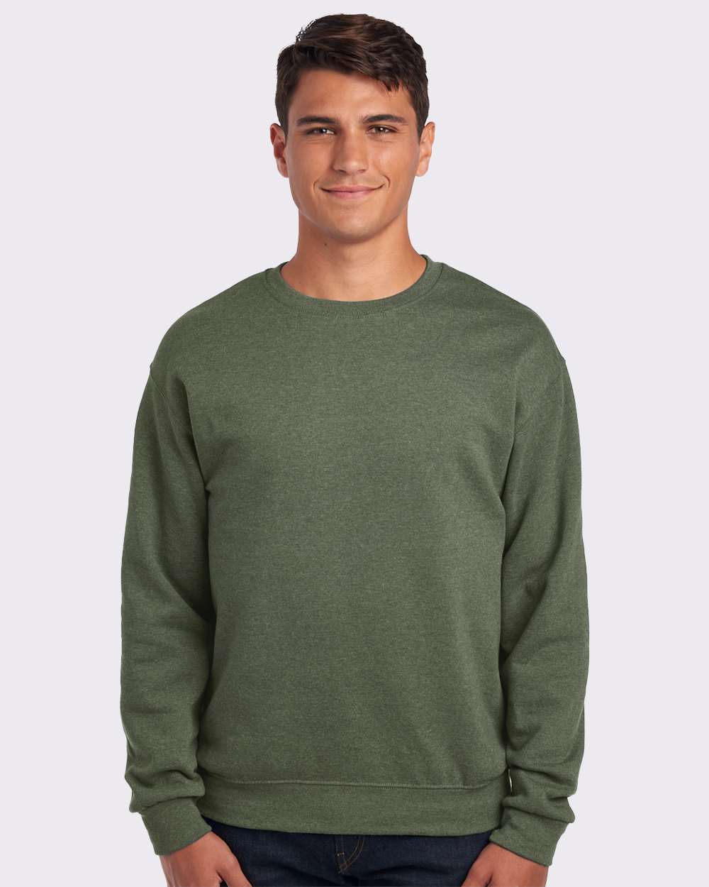 JERZEES Adult NuBlend® Fleece Crew - Military Green Heather