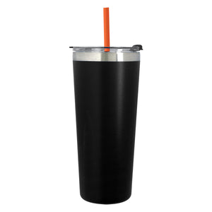 24 Oz. Colma Basics Tumbler - Black/Orange Straw