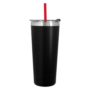 24 Oz. Colma Basics Tumbler - Black/Red Straw