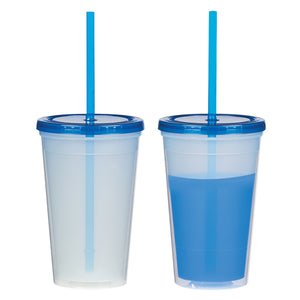 16 Oz. Econo Color Changing Tumbler - Translucent Blue