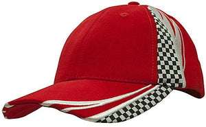 6 Panel Checks & Embroidery Cap - Custom Embroidered - HP_4083 - Red with White