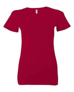 BELLA + CANVAS Ladies' Jersey Short-Sleeve Deep V-Neck T-Shirt - Red