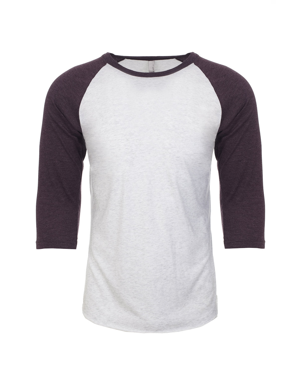 Next Level Apparel Unisex Triblend Three-Quarter Sleeve Raglan - Vin Pur/htr Wht