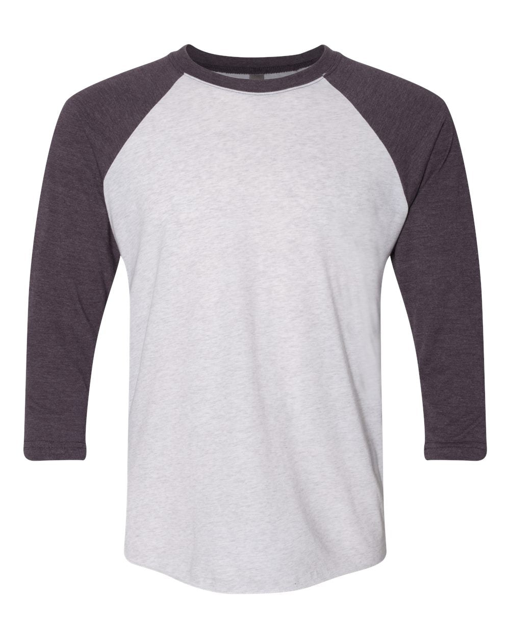 Next Level Unisex Triblend Three-Quarter Sleeve Raglan - Vintage Purple Sleeves/ Heather White Body