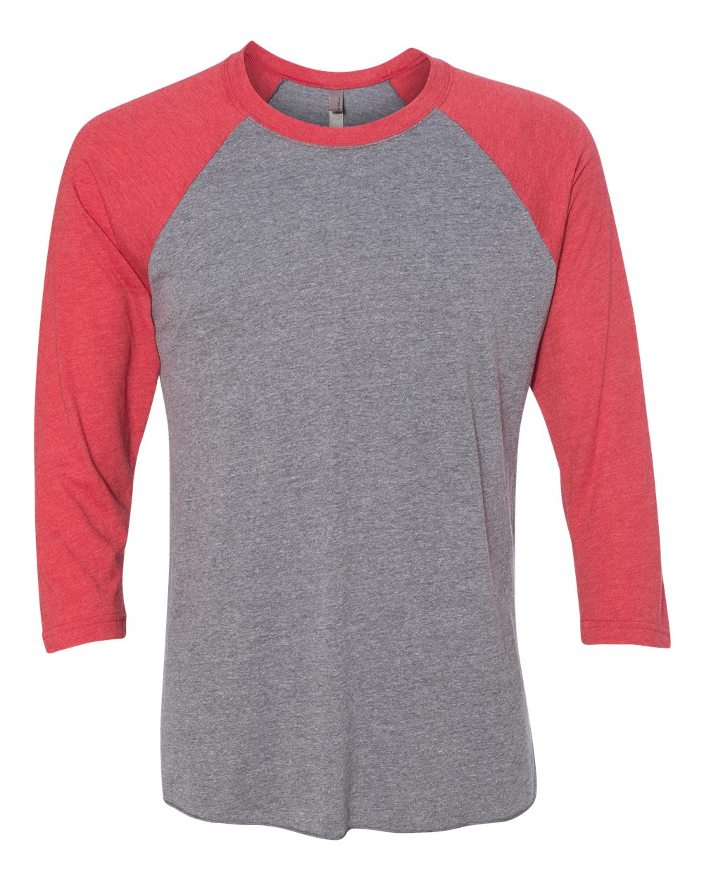 Next Level Unisex Triblend Three-Quarter Sleeve Raglan - Vintage Red Sleeves/ Premium Heather Body
