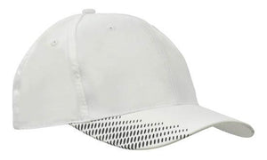 6 Panel Breathe P-Twill with Peak Print Cap - Custom Embroidered - HP_4007 - White with BLack