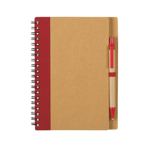 Eco-Inspired Spiral Notebook & Pen - Natural Red