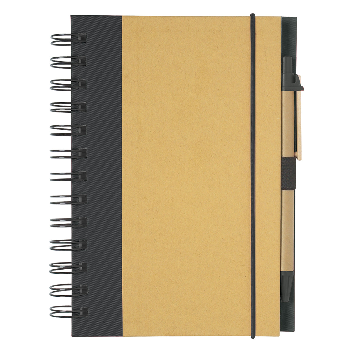 ECO-INSPIRED SPIRAL NOTEBOOK & PEN - Natural With Black