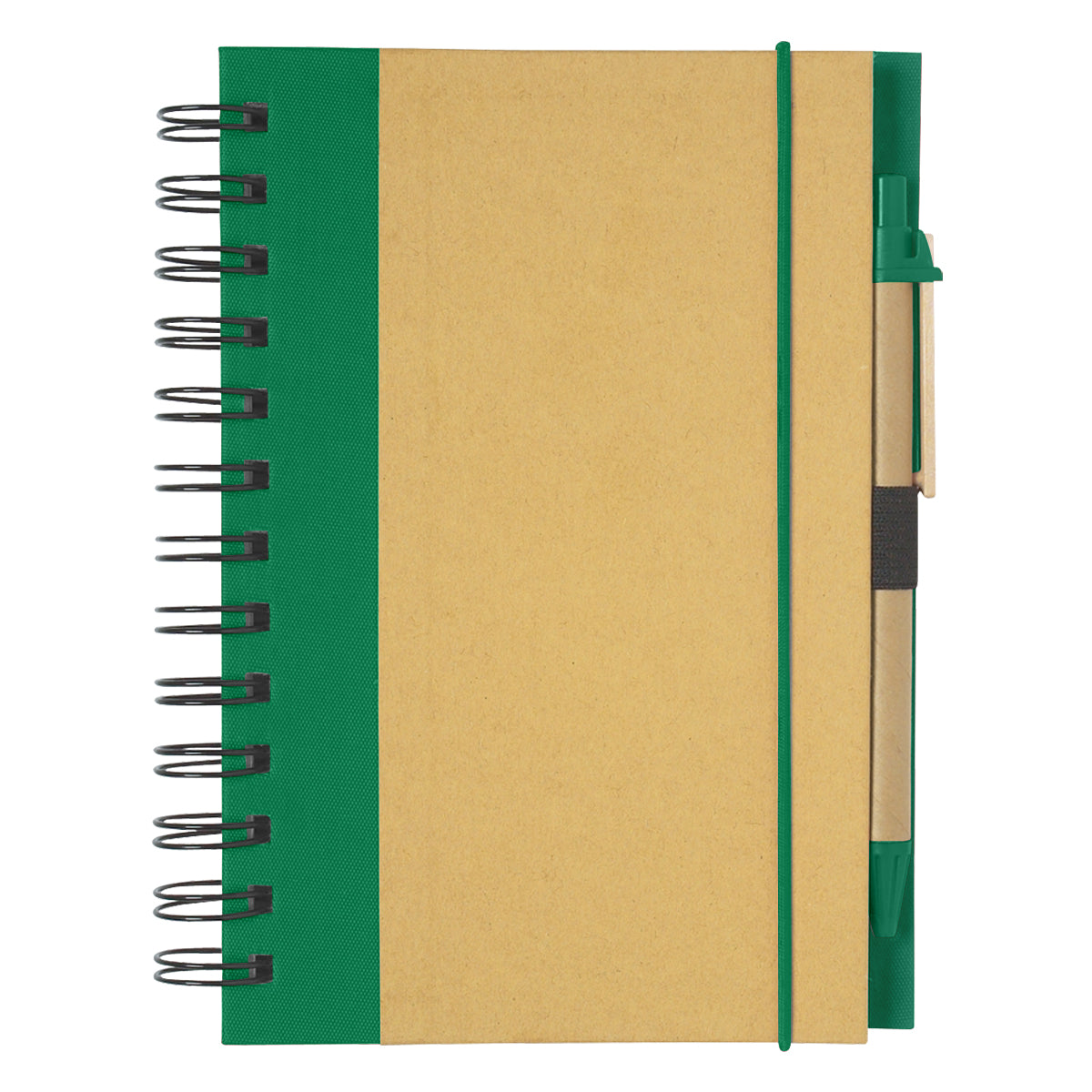 ECO-INSPIRED SPIRAL NOTEBOOK & PEN - Natural With Green