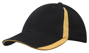 6 Panel BHC Cap with Inserts On Peak & Crown - Custom Embroidered - HP_4014 - Black with Gold