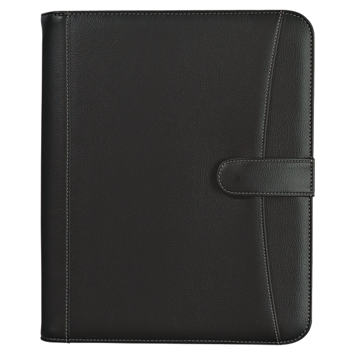 Pebble Grain Zippered Portfolio With Calculator - Black