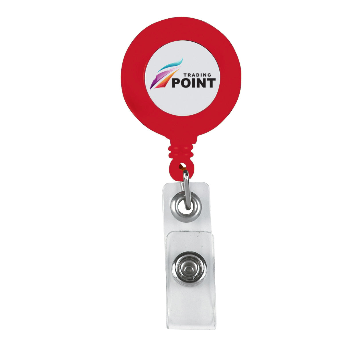 Retractable Badge Holder With Laminated Label - Red