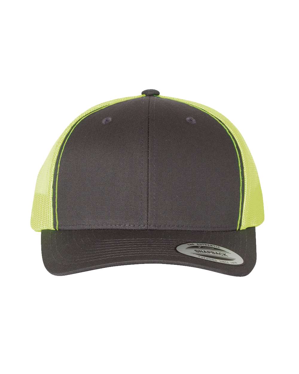 YP Classics Adult Retro Trucker Cap - Charcoal/ Neon Green