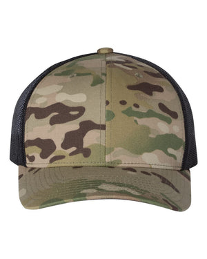 YP Classics Adult Retro Trucker Cap - Multicam Green/ Black