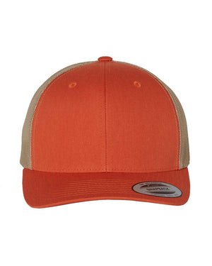 YP Classics Adult Retro Trucker Cap - Rustic Orange/ Khaki