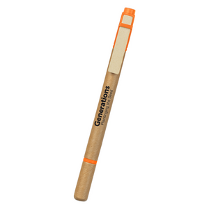 Dual Function Eco-Inspired Pen With Highlighter - Natural With Orange