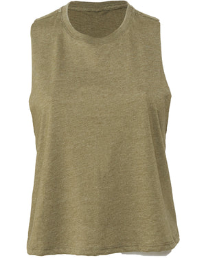 Bella + Canvas Ladies' Racerback Cropped Tank - Heather Olive
