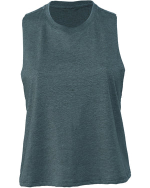 Bella + Canvas Ladies' Racerback Cropped Tank - Hthr Deep Teal