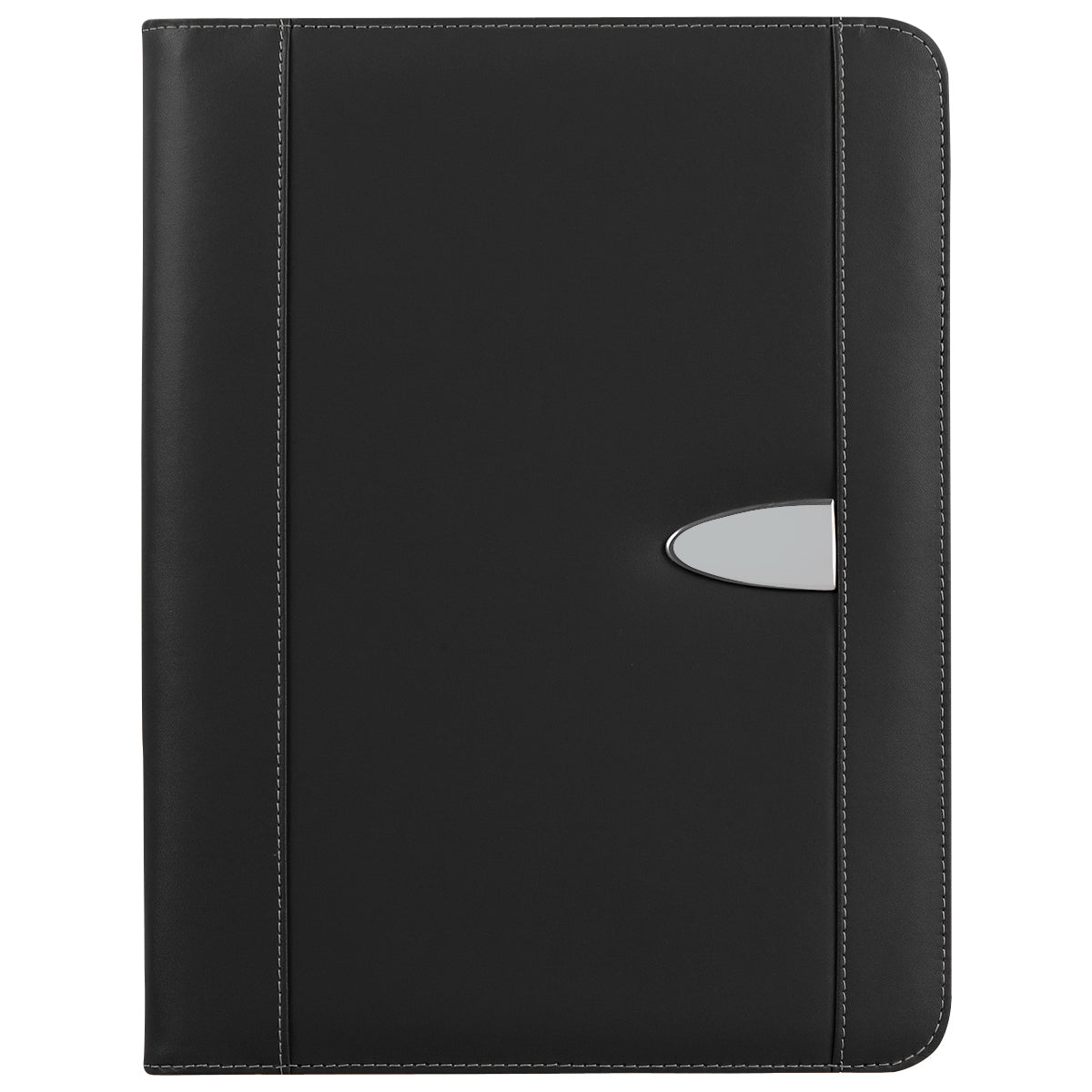 Eclipse Bonded Leather Zippered Portfolio With Calculator - Black