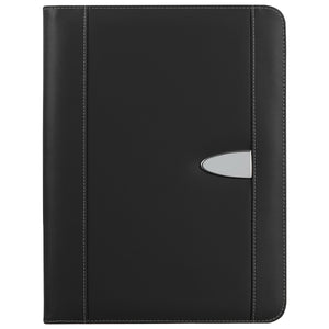 Eclipse Bonded Leather Zippered Portfolio With Calculator - Black