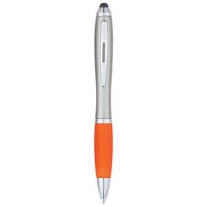 Satin Stylus Pen - Silver With Orange