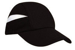 Super light weight performance running cap w/ elastic & toggle - Black-White