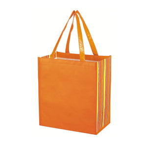 Shiny Laminated Non-Woven Tropic Shopper Tote Bag - Orange