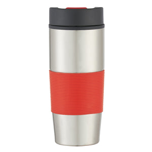 18 Oz. Stainless Steel Gripper Bottle - Silver With Red