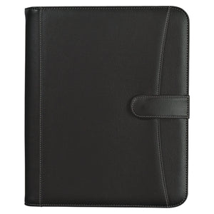 Pebble Grain 8 ½" x 11" Zippered Portfolio With Calculator - Black