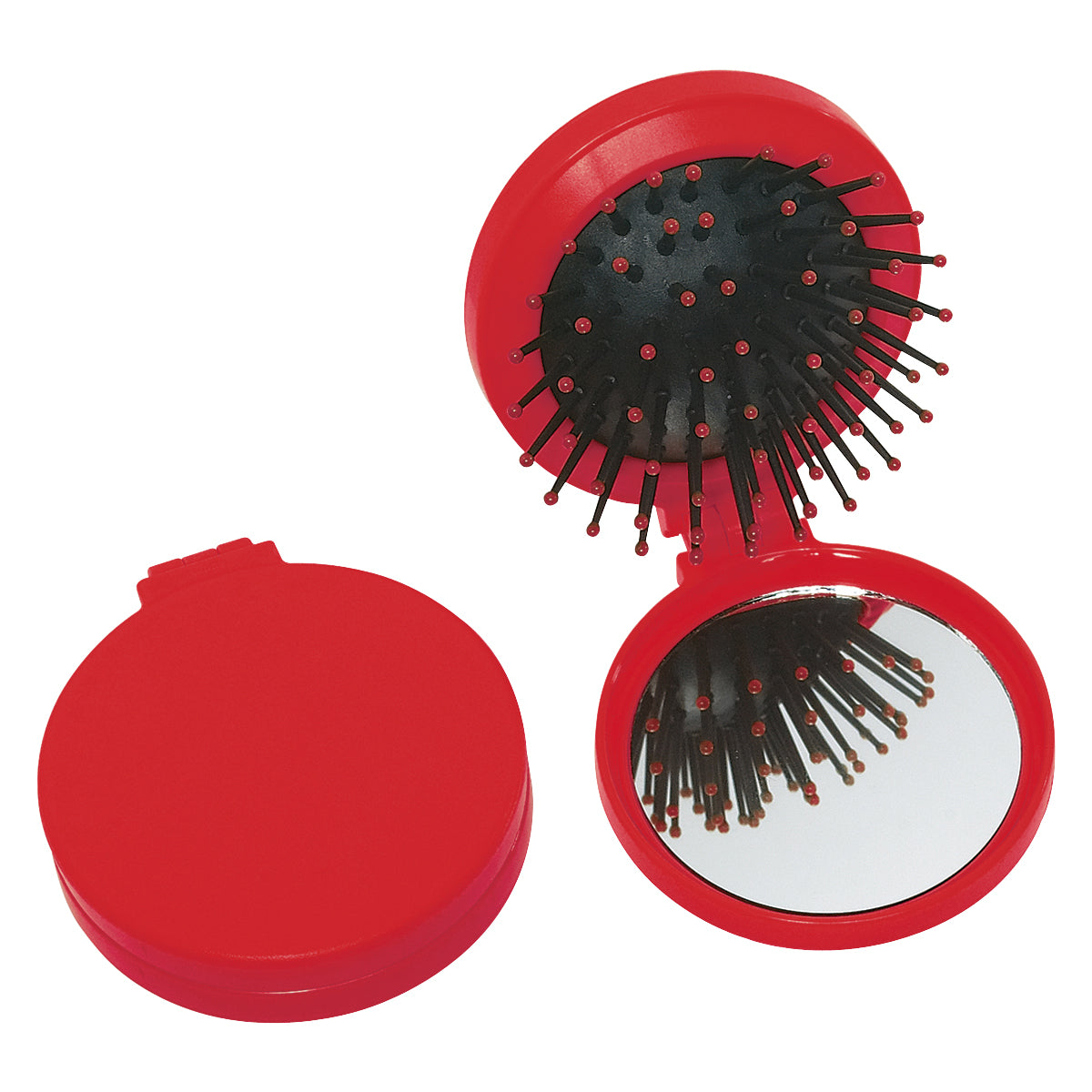 Brush And Mirror Compact - Red