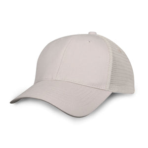 6 Panel Light Brushed Trucker Cap - Stone