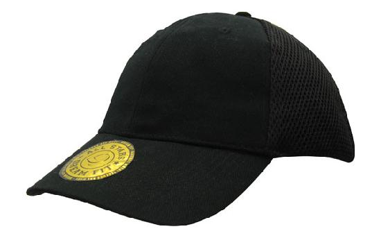 6 Panel Mesh with Sandwich Dream Fit Cap - Custom Embroidered - Black