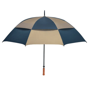 68" Arc Vented, Windproof Umbrella - Khaki With Nav